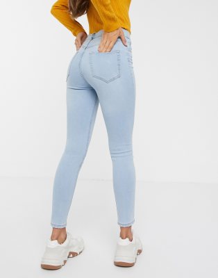 high waisted light blue skinny jeans