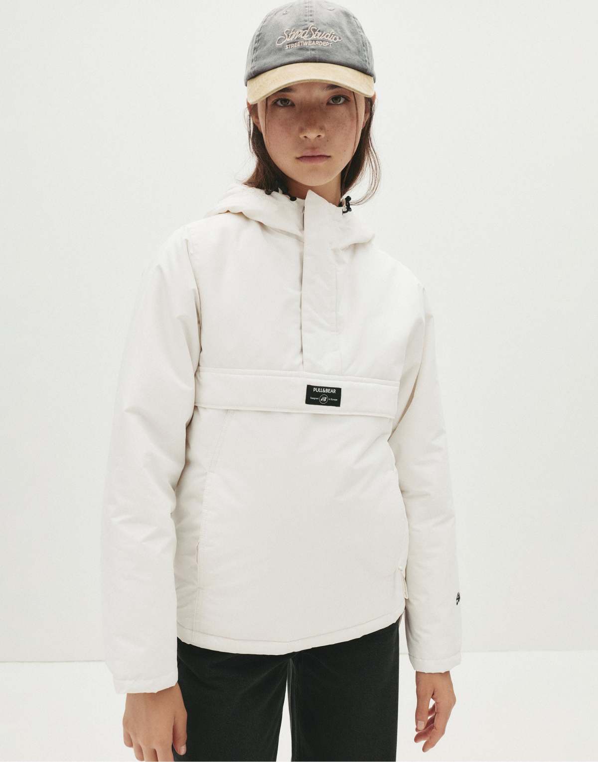 Pull&Bear Basic hooded jacket in white