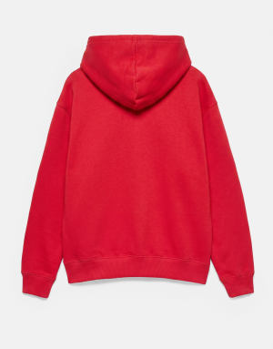 Pull&Bear Basic hooded sweatshirt in red