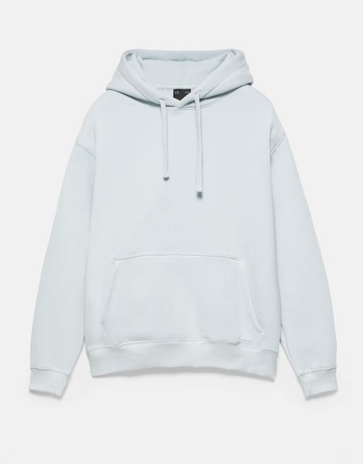 Pull&Bear Basic hooded sweatshirt in sky blue, 5 of 7