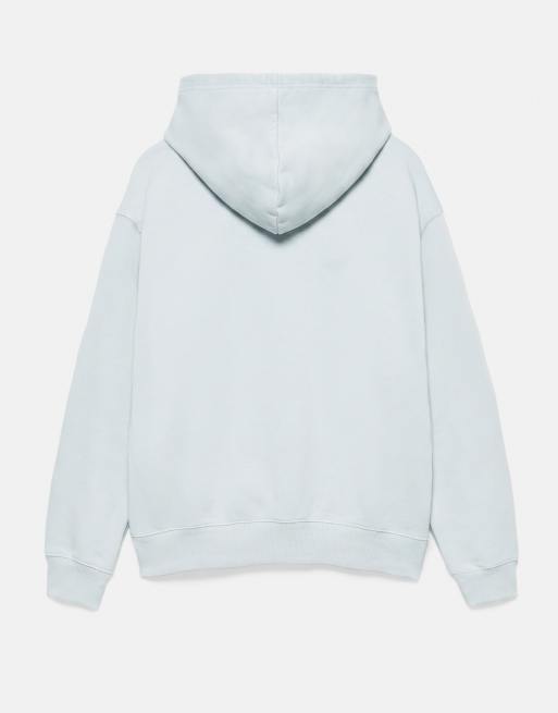 Pull&Bear Basic hooded sweatshirt in sky blue, 7 of 7