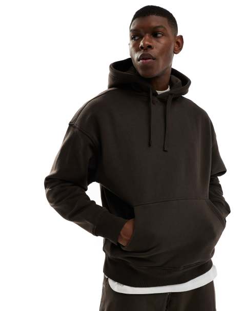 Pull&Bear basic hoodie in brown - view 1
