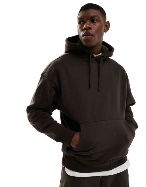 Pull&Bear basic hoodie in brown
