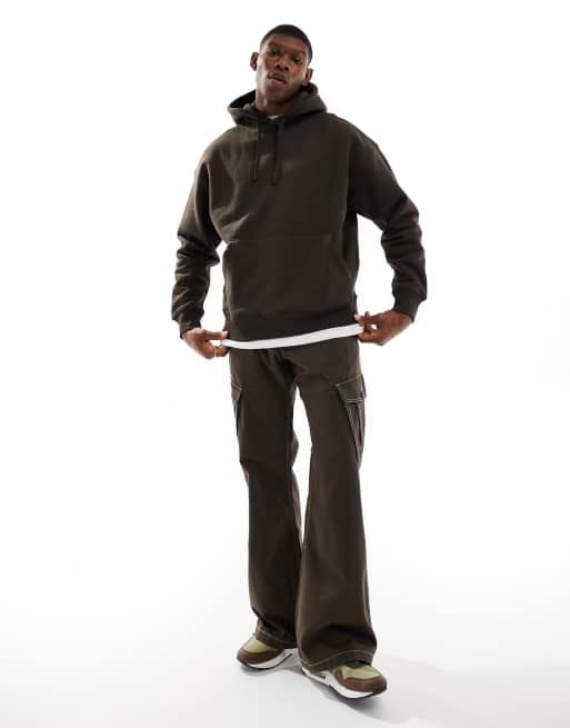 Pull&Bear basic hoodie in brown