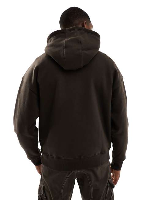 Pull&Bear basic hoodie in brown