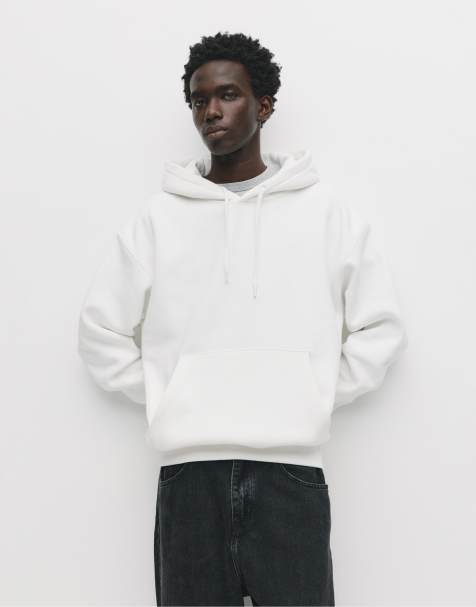 Pull&Bear - Basic hoodie in gebroken wit - view 1