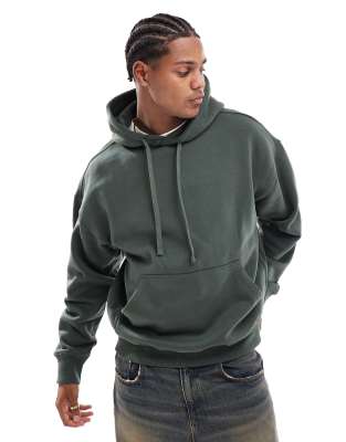 Pull & Bear Basic Hoodie In Green