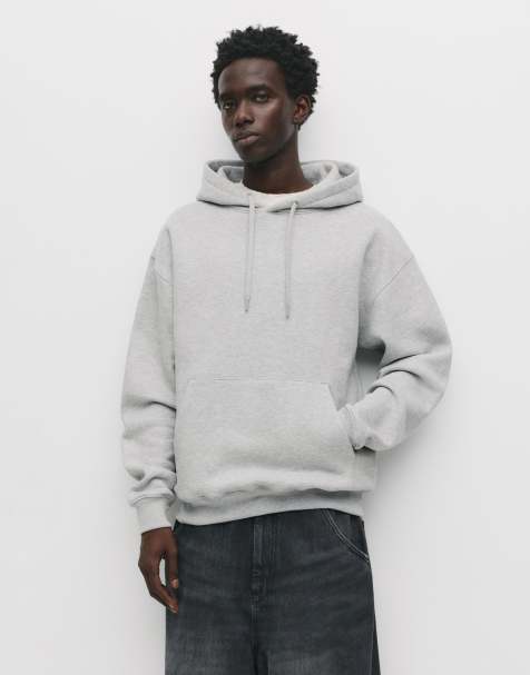Pull&Bear Basic hoodie in grey marl - view 1