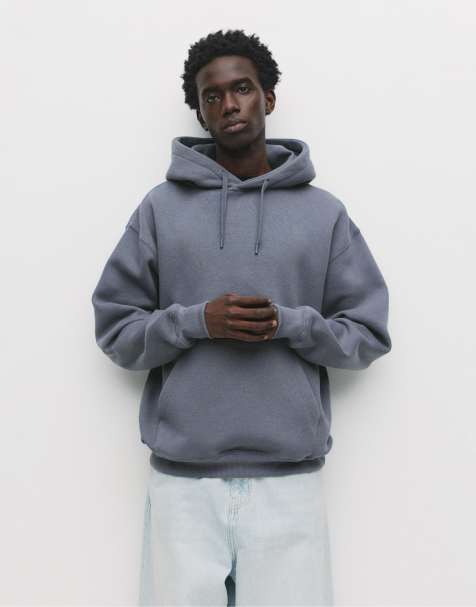 Pull&Bear - Basic hoodie in grijsblauw - view 1