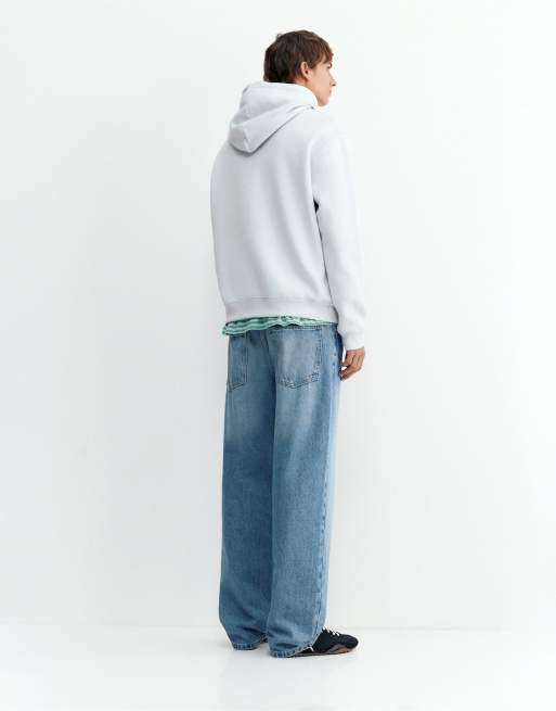 Pull&Bear basic hoodie in lichtblauw, 2 van 7