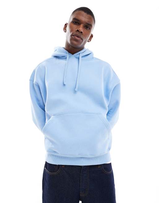 Pull Bear basic hoodie in light blue