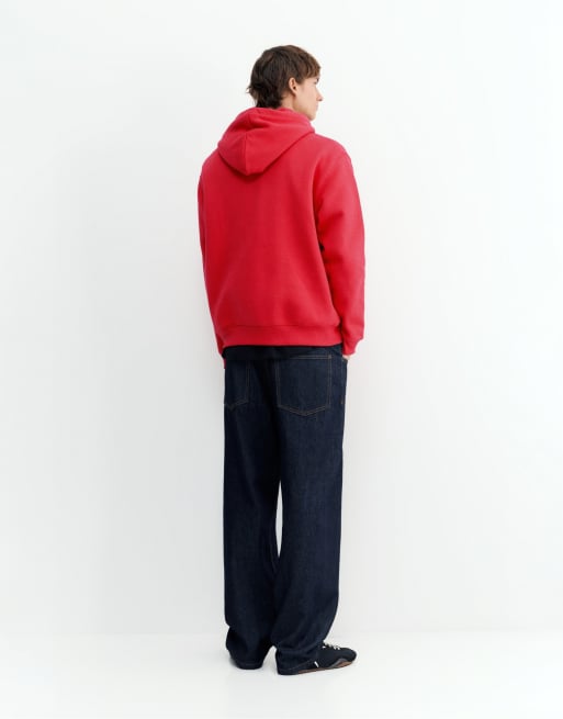 Pull&Bear basic hoodie in rood, 2 van 7
