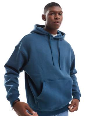 basic hoodie in teal blue-Green