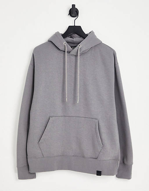 Pull&Bear basic hoodie in washed grey | ASOS
