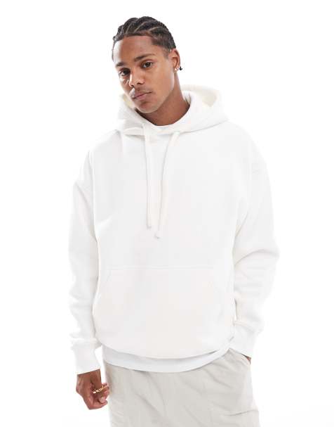 Pull&Bear basic hoodie in white - view 1