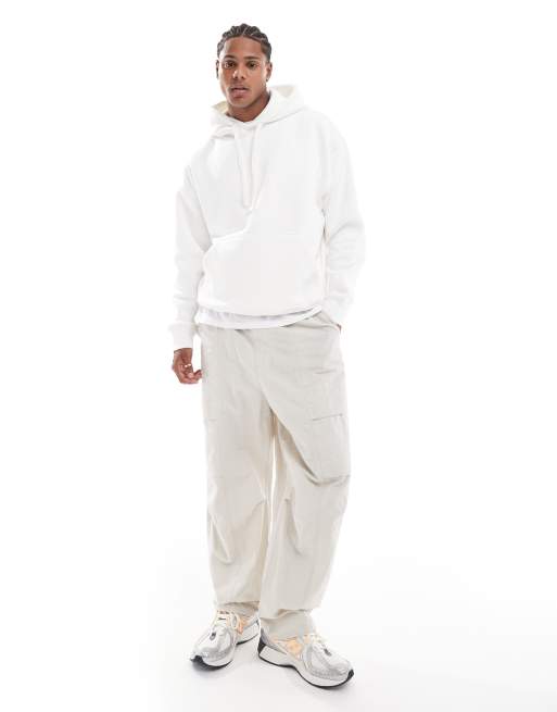 Pull&Bear - Basic hoodie in wit, 4 van 4