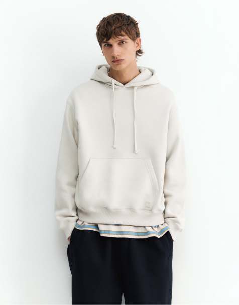 Pull&Bear Basic hættetrøje i ask - view 1