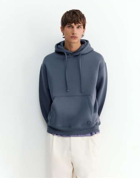 Pull&Bear Basic hættetrøje i gråblå - view 1
