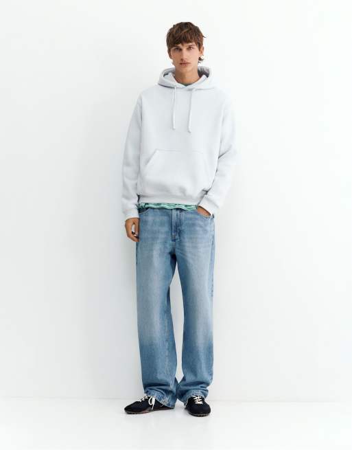 Pull&Bear basic huvtröja i himmelsblått, 4 av 7