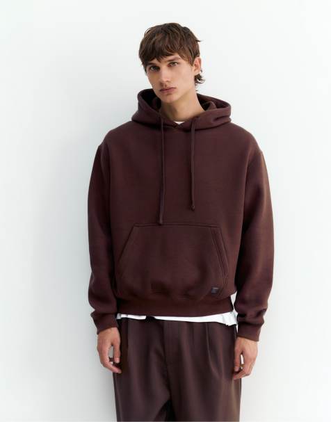 Pull&Bear basic huvtröja med huva i choklad - view 1