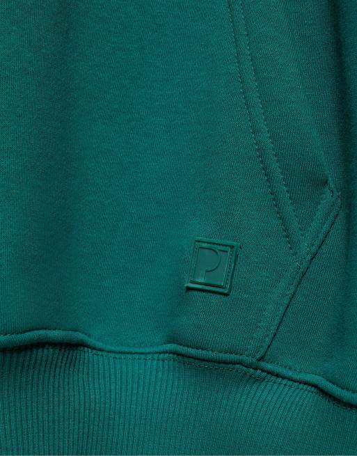 Pull&Bear basic huvtröja med huva i flaskgrön, 6 av 7