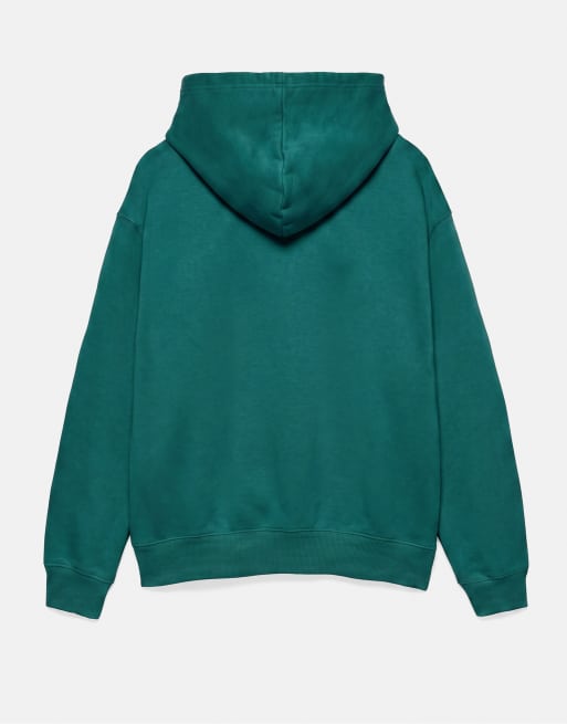 Pull&Bear basic huvtröja med huva i flaskgrön, 7 av 7