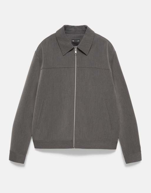 Pull&Bear basic jacka med dragkedja i grått, 6 av 7