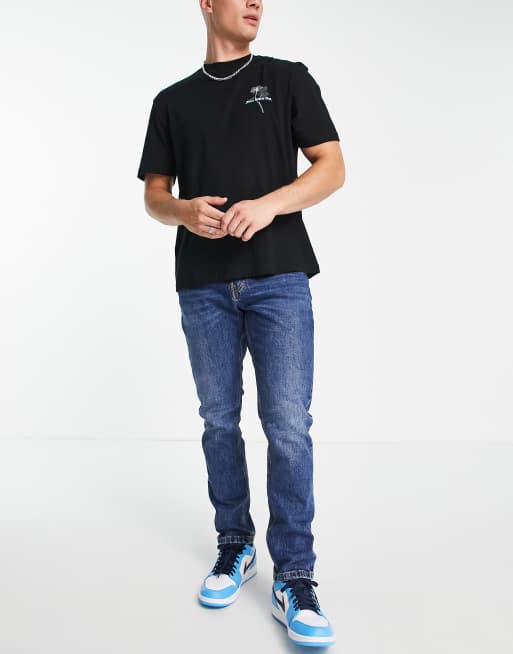 Pull&Bear – Basic-Jeans in Blau mit geradem Bein