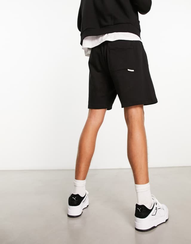 Pull&Bear basic jersey shorts in black