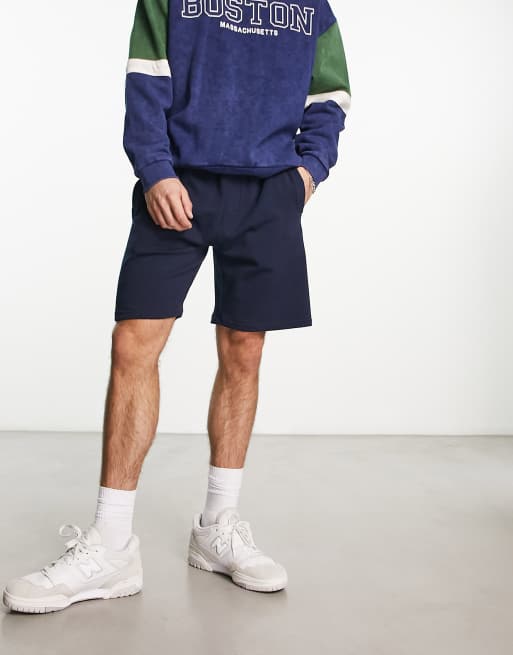 Pull&Bear basic jersey shorts in navy