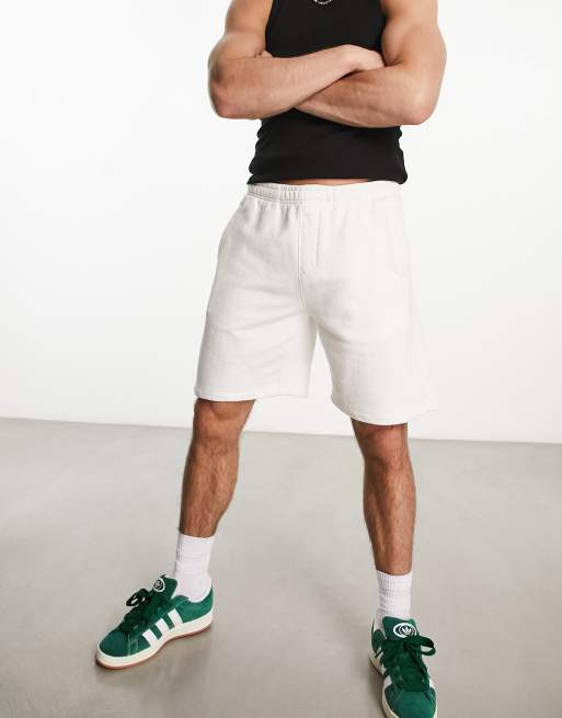 Pull&Bear – Basic – Jersey-Shorts in Weiß 