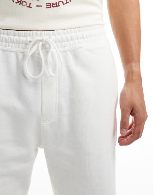 Pull&Bear basic jersey shorts in white ASOS