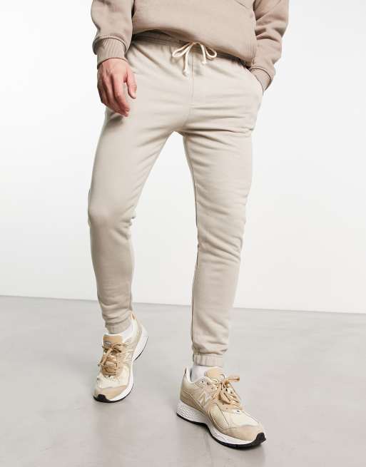 Pull&Bear basic jogger in ecru | ASOS