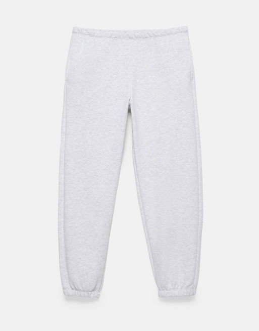 Pull&Bear basic joggingbyxor i gråmelerad, 5 av 7