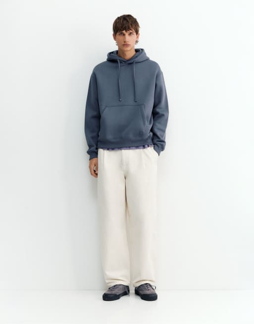 Pull&Bear Basic Kapuzenpullover in Graublau, 4 von 7