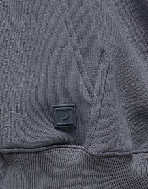 Pull&Bear Basic Kapuzenpullover in Graublau, 6 von 7