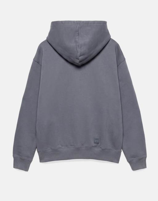 Pull&Bear Basic Kapuzenpullover in Graublau, 7 von 7