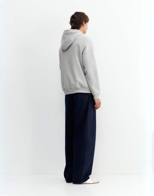 Pull&Bear Basic Kapuzenpullover in Graumeliert, 2 von 7
