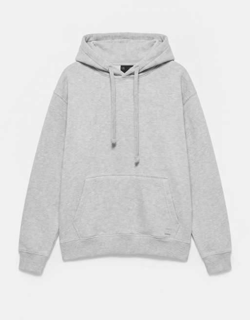Pull&Bear Basic Kapuzenpullover in Graumeliert, 5 von 7