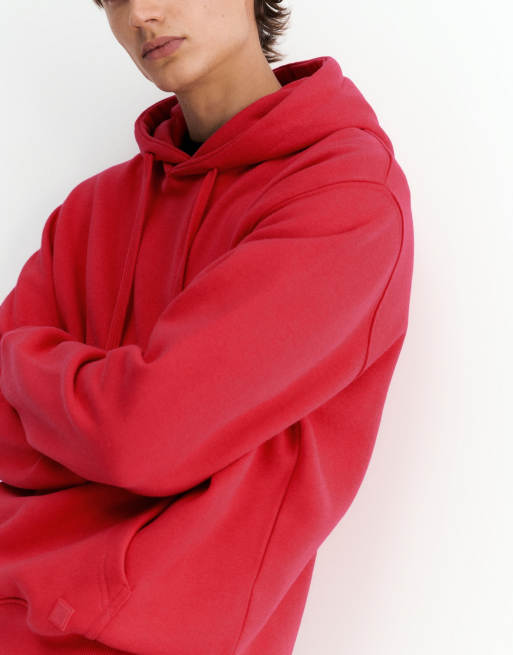 Pull&Bear Basic Kapuzenpullover in Rot, 3 von 7