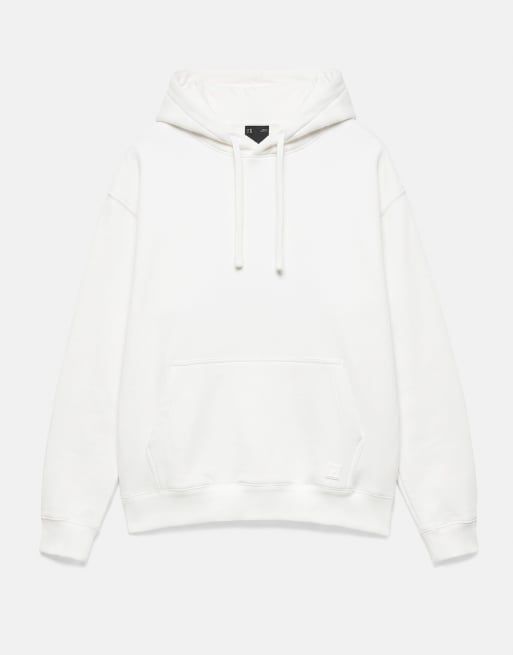 Pull&Bear Basic Kapuzenpullover in Wollweiß, 5 von 7