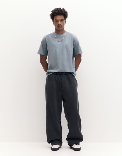 Pull&Bear - Basic katoenen T-shirt met korte mouwen in pastelblauw, 4 van 7