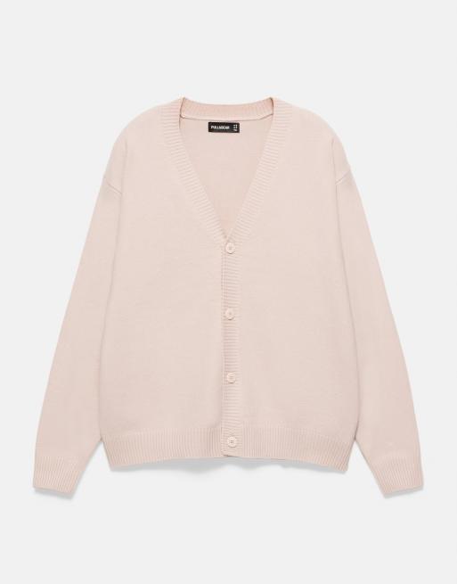 Pull&Bear basic kofta i rosa, 4 av 6