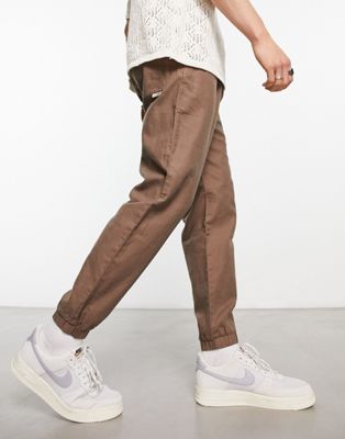 Pull&Bear basic linen jogger in brown