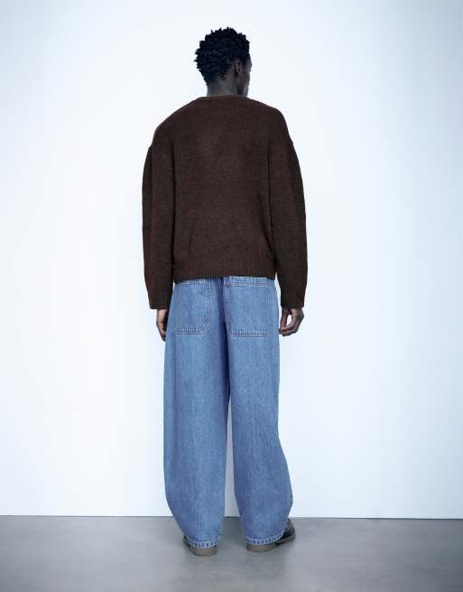Pull&Bear Basic maglione girocollo marrone, 2 di 7
