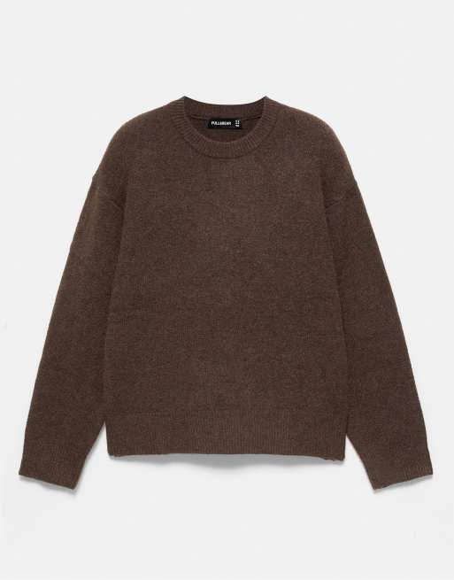Pull&Bear Basic maglione girocollo marrone, 5 di 7