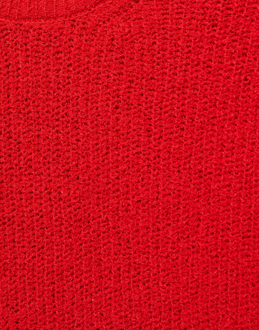 Pull&Bear Basic maglione in maglia bouclé rosso, 6 di 7
