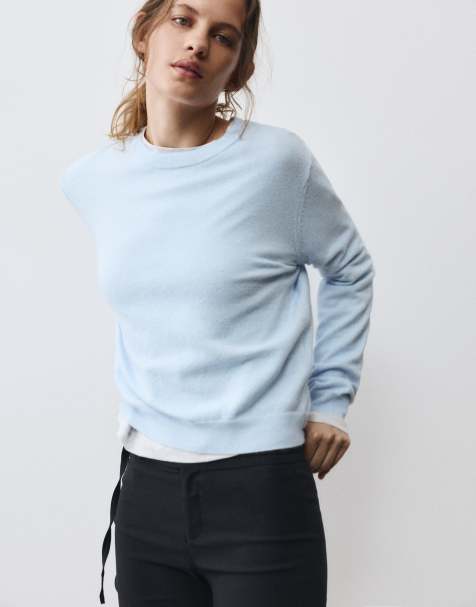 Pull&Bear Basic mjukstickad tröja i ljusblått - view 1