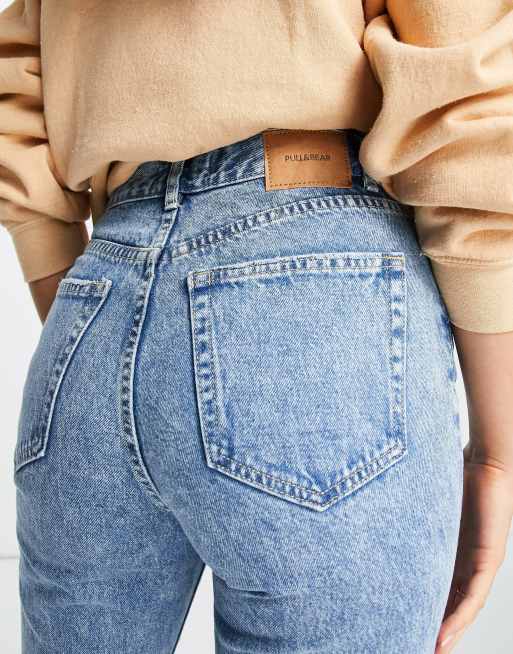 Pull&Bear basic mom jean in medium blue