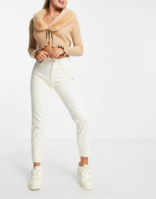 Pull&Bear - Basic - Mom-jeans i ecru